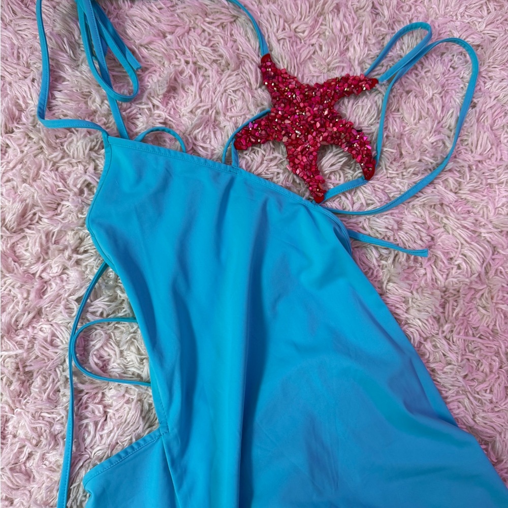 Blue dress with Red Starfish Accent